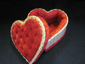 Red Velvet/Velour Wooden Heart Shaped Lined Box