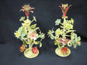 Tole Painted Candleholders with Florals