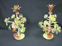 Tole Painted Candleholders with Florals