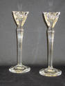 PAIR WATERFORD CRYSTAL STEM CANDLEHOLDERS SIGNED