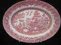 Platter Wessex China Red Blue Willow Pattern