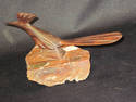 Ironwood Roadrunner Statue on Petrified Wood Base