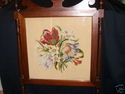 Antique Mahogony Wood Fireplace Screen Needlepoint