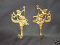 Set of Two Victorian Brass Hooks Serpents