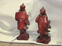 Set of Two Carved Wood Chinese Men w/Baskets Statu