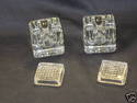 Pair of Vintage Clear Glass Inkwells w/Lids