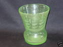 Vintage Green Blown Glass Etched Vase w/Ship Desig