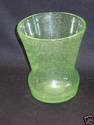 Vintage Green Blown Glass Etched Vase w/Ship Desig