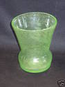 Vintage Green Blown Glass Etched Vase w/Ship Desig