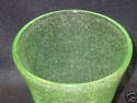 Vintage Green Blown Glass Etched Vase w/Ship Desig