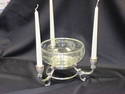 Etched Glass Bowl, Stand w/3 Candle Base