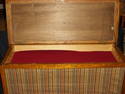 Oak Fabric Covered Trunk w/Hinged Lid & Tray