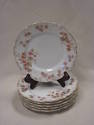 Set of Six Pink Floral Dessert Plates - Germany