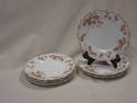 Set of Six Pink Floral Dessert Plates - Germany