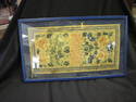 Antique Oriental Embroidered Cloth in Blue Frame