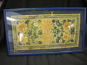 Antique Oriental Embroidered Cloth in Blue Frame