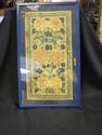 Antique Oriental Embroidered Cloth in Blue Frame