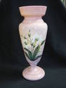 PAIR of Pink Vases with White Lilies Hand-painted