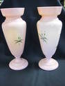 PAIR of Pink Vases with White Lilies Hand-painted