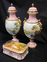 Antique Porcelain Handpainted Lamp Bases & Covered