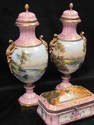 Antique Porcelain Handpainted Lamp Bases & Covered