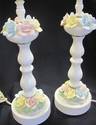 2 Vintage Porcelain Floral Lamps - Roses - Cottage