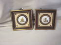 Set of Two Ceramic Cherubs in Gold Frames