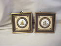 Set of Two Ceramic Cherubs in Gold Frames