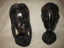 Set of Two African Carved Wood Busts - Man and Wom