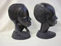 Set of Two African Carved Wood Busts - Man and Wom