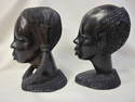 Set of Two African Carved Wood Busts - Man and Wom