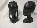 Set of Two African Carved Wood Busts - Man and Wom