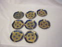 Set of 8 Blue & Green & Gold Coasters from Italy