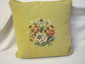 Mustard Yellow Floral Needlpoint Pilllow 