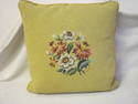 Mustard Yellow Floral Needlpoint Pilllow 