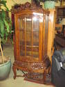 Excellent Carved Wooden Curio Cabinet - 3 Shelves