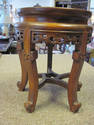 Pretty Asian Wooden Carved Stand with Marble Inlay