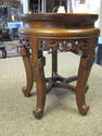 Pretty Asian Wooden Carved Stand with Marble Inlay