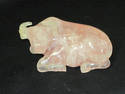 Carved Pink Quartz Water Buffalo with Wooden Stand