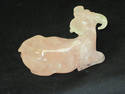 Carved Pink Quartz Water Buffalo with Wooden Stand