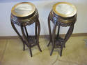 Asian Wooden Carved Stand with Marble Top