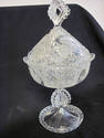 Beautiful Tall Etched Cyrstal Candy Dish - Owl Des