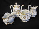 Vintage Three Piece Tea Set - White Porcelain/Gold