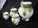 Antique Set of Four Ceramic Pitchers - Green Strip