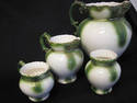 Antique Set of Four Ceramic Pitchers - Green Strip