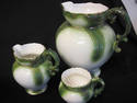 Antique Set of Four Ceramic Pitchers - Green Strip