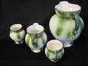 Antique Set of Four Ceramic Pitchers - Green Strip