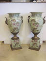 Set of 2 Ceramic Tall Vases-Birds/Florals Mark Rob