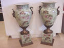 Set of 2 Ceramic Tall Vases-Birds/Florals Mark Rob