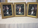 Set of 3 Japanese Geisha Lady Paintings - Gold Fra